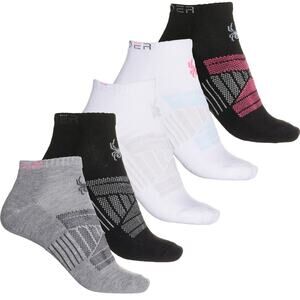 NEW Spyder Women Visible Tech Half Cushion Low-Cut Socks 5 Pair Black White Gray